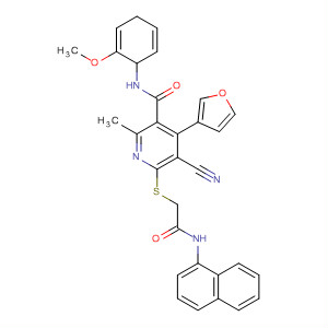 384858-61-1  3-Pyridinecarboxamide,5-cyano-4-(3-furanyl)-1,4-dihydro-N-(2-methoxyphenyl)-2-methyl-6-[[2-(1-naphthalenylamino)-2-oxoethyl]thio]-