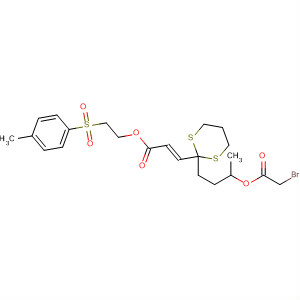 38634-39-8  2-Propenoic acid, 3-[2-[3-[(bromoacetyl)oxy]butyl]-1,3-dithian-2-yl]-,2-[(4-methylphenyl)sulfonyl]ethyl ester, (E)-