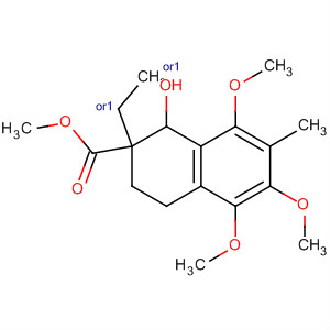 386703-06-6  2-Naphthalenecarboxylic acid,2-ethyl-1,2,3,4-tetrahydro-1-hydroxy-5,6,8-trimethoxy-7-methyl-, methylester, (1R,2S)-rel-