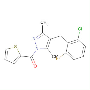 387353-01-7  1H-Pyrazole,4-[(2-chloro-6-fluorophenyl)methyl]-3,5-dimethyl-1-(2-thienylcarbonyl)-