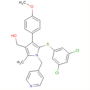 388112-64-9  1H-Pyrrole-3-methanol,5-[(3,5-dichlorophenyl)thio]-4-(4-methoxyphenyl)-2-methyl-1-(4-pyridinylmethyl)-