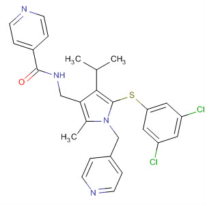388112-77-4  4-Pyridinecarboxamide,N-[[5-[(3,5-dichlorophenyl)thio]-2-methyl-4-(1-methylethyl)-1-(4-pyridinylmethyl)-1H-pyrrol-3-yl]methyl]-