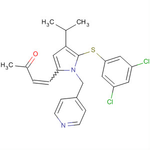 388112-95-6  3-Buten-2-one,4-[5-[(3,5-dichlorophenyl)thio]-4-(1-methylethyl)-1-(4-pyridinylmethyl)-1H-pyrrol-2-yl]-