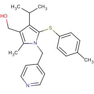 388113-24-4  1H-Pyrrole-3-methanol,2-methyl-4-(1-methylethyl)-5-[(4-methylphenyl)thio]-1-(4-pyridinylmethyl)-