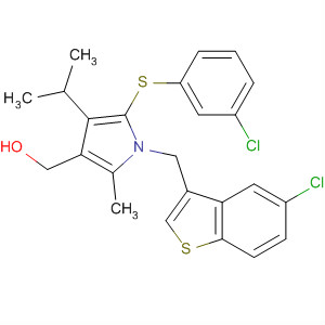 388113-28-8  1H-Pyrrole-3-methanol,1-[(5-chlorobenzo[b]thien-3-yl)methyl]-5-[(3-chlorophenyl)thio]-2-methyl-4-(1-methylethyl)-