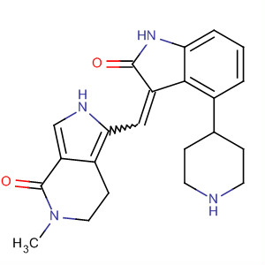 388116-85-6  4H-Pyrrolo[3,4-c]pyridin-4-one,1-[[1,2-dihydro-2-oxo-4-(4-piperidinyl)-3H-indol-3-ylidene]methyl]-2,5,6,7-tetrahydro-5-methyl-