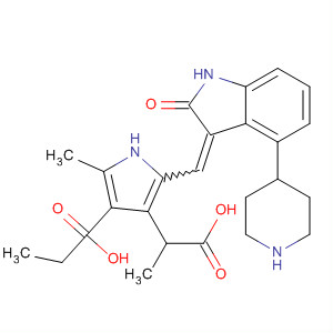 388116-90-3  1H-Pyrrole-3-propanoic acid,2-[[1,2-dihydro-2-oxo-4-(4-piperidinyl)-3H-indol-3-ylidene]methyl]-4-(ethoxycarbonyl)-5-methyl-