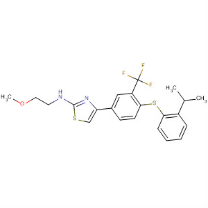 388117-57-5  2-Thiazolamine,N-(2-methoxyethyl)-4-[4-[[2-(1-methylethyl)phenyl]thio]-3-(trifluoromethyl)phenyl]-