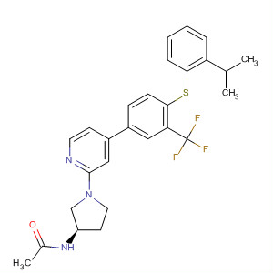 388117-94-0  Acetamide,N-[(3R)-1-[4-[4-[[2-(1-methylethyl)phenyl]thio]-3-(trifluoromethyl)phenyl]-2-pyridinyl]-3-pyrrolidinyl]-