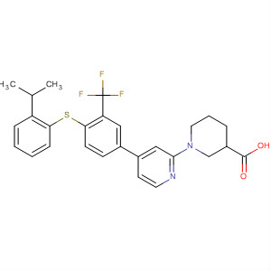 388117-99-5  3-Piperidinecarboxylic acid,1-[4-[4-[[2-(1-methylethyl)phenyl]thio]-3-(trifluoromethyl)phenyl]-2-pyridinyl]-