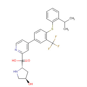 388118-02-3  L-Proline,4-hydroxy-1-[4-[4-[[2-(1-methylethyl)phenyl]thio]-3-(trifluoromethyl)phenyl]-2-pyridinyl]-, (4R)-