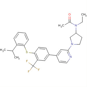 388118-03-4  Acetamide,N-ethyl-N-[1-[4-[4-[[2-(1-methylethyl)phenyl]thio]-3-(trifluoromethyl)phenyl]-2-pyridinyl]-3-pyrrolidinyl]-