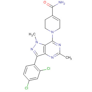 388122-95-0  4-Pyridinecarboxamide,1-[3-(2,4-dichlorophenyl)-1,5-dimethyl-1H-pyrazolo[4,3-d]pyrimidin-7-yl]-1,2,3,6-tetrahydro-