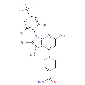 388123-16-8  4-Pyridinecarboxamide,1-[1-[2,6-dibromo-4-(trifluoromethyl)phenyl]-2,3,6-trimethyl-1H-pyrrolo[2,3-b]pyridin-4-yl]-1,2,3,6-tetrahydro-