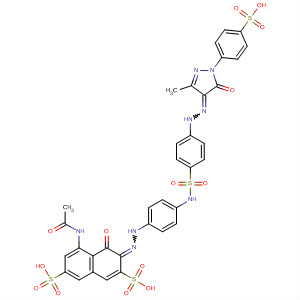 388567-95-1  2,7-Naphthalenedisulfonic acid,5-(acetylamino)-3-[[4-[[[4-[[1,5-dihydro-3-methyl-5-oxo-1-(4-sulfophenyl)-4H-pyrazol-4-ylidene]hydrazino]phenyl]sulfonyl]amino]phenyl]hydrazono]-3,4-dihydro-4-oxo-