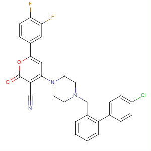 388573-72-6  2H-Pyran-3-carbonitrile,4-[4-[(4-chlorophenyl)phenylmethyl]-1-piperazinyl]-6-(3,4-difluorophenyl)-2-oxo-