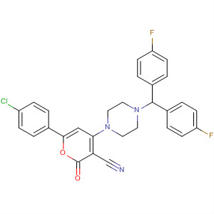 388573-74-8  2H-Pyran-3-carbonitrile,4-[4-[bis(4-fluorophenyl)methyl]-1-piperazinyl]-6-(4-chlorophenyl)-2-oxo-