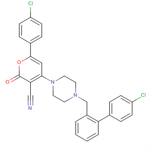 388573-77-1  2H-Pyran-3-carbonitrile,6-(4-chlorophenyl)-4-[4-[(4-chlorophenyl)phenylmethyl]-1-piperazinyl]-2-oxo-