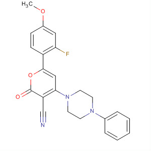 388573-80-6  2H-Pyran-3-carbonitrile,6-(2-fluoro-4-methoxyphenyl)-2-oxo-4-(4-phenyl-1-piperazinyl)-