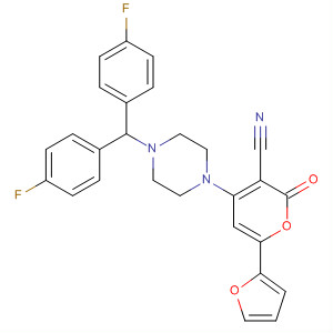 388573-81-7  2H-Pyran-3-carbonitrile,4-[4-[bis(4-fluorophenyl)methyl]-1-piperazinyl]-6-(2-furanyl)-2-oxo-