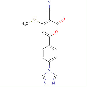 388574-04-7  2H-Pyran-3-carbonitrile,4-(methylthio)-2-oxo-6-[4-(4H-1,2,4-triazol-4-yl)phenyl]-