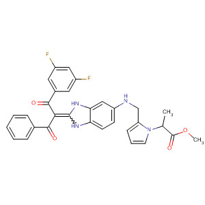 388597-55-5  1H-Pyrrole-1-propanoic acid,2-[[[2-[1-benzoyl-2-(3,5-difluorophenyl)-2-oxoethylidene]-2,3-dihydro-1H-benzimidazol-5-yl]amino]methyl]-, methyl ester