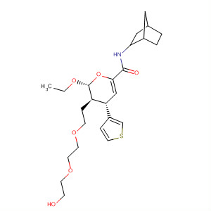 388632-36-8  2H-Pyran-6-carboxamide,N-bicyclo[2.2.1]hept-2-yl-2-ethoxy-3,4-dihydro-3-[2-[2-(2-hydroxyethoxy)ethoxy]ethyl]-4-(3-thienyl)-, (2R,3R,4S)-