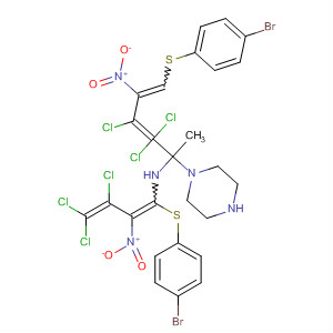 389137-48-8  1-Piperazineethanamine,N,4-bis[1-[(4-bromophenyl)thio]-3,4,4-trichloro-2-nitro-1,3-butadienyl]-