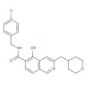 389571-08-8  6-Isoquinolinecarboxamide,N-[(4-chlorophenyl)methyl]-5-hydroxy-3-[(tetrahydro-2H-pyran-4-yl)methyl]-