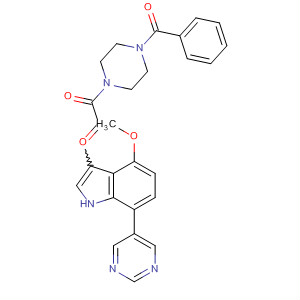 389628-68-6  Piperazine,1-benzoyl-4-[[4-methoxy-7-(5-pyrimidinyl)-1H-indol-3-yl]oxoacetyl]-