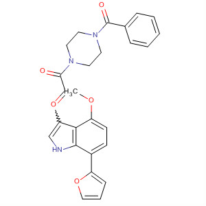 389628-69-7  Piperazine,1-benzoyl-4-[[7-(2-furanyl)-4-methoxy-1H-indol-3-yl]oxoacetyl]-
