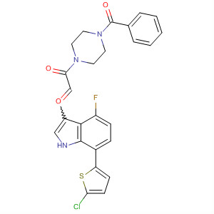 389628-74-4  Piperazine,1-benzoyl-4-[[7-(5-chloro-2-thienyl)-4-fluoro-1H-indol-3-yl]oxoacetyl]-