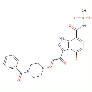 389629-22-5  1H-Indole-7-carboxamide,3-[(4-benzoyl-1-piperazinyl)oxoacetyl]-4-fluoro-N-(methylsulfonyl)-