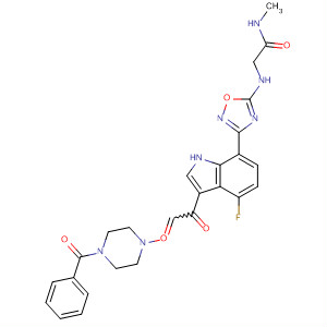 389630-20-0  Acetamide,2-[[3-[3-[(4-benzoyl-1-piperazinyl)oxoacetyl]-4-fluoro-1H-indol-7-yl]-1,2,4-oxadiazol-5-yl]amino]-N-methyl-