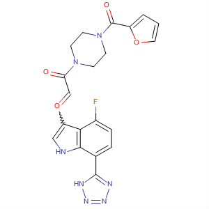 389630-44-8  Piperazine,1-[[4-fluoro-7-(1H-tetrazol-5-yl)-1H-indol-3-yl]oxoacetyl]-4-(2-furanylcarbonyl)-