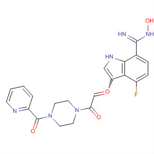 389630-60-8  Piperazine,1-[[4-fluoro-7-[(hydroxyamino)iminomethyl]-1H-indol-3-yl]oxoacetyl]-4-(2-pyridinylcarbonyl)-