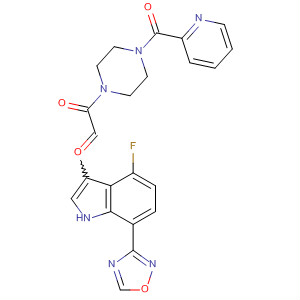 389630-70-0  Piperazine,1-[[4-fluoro-7-(1,2,4-oxadiazol-3-yl)-1H-indol-3-yl]oxoacetyl]-4-(2-pyridinylcarbonyl)-