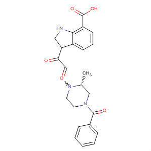 389630-94-8  1H-Indole-7-carboxylic acid,3-[[(2R)-4-benzoyl-2-methyl-1-piperazinyl]oxoacetyl]-2,3-dihydro-