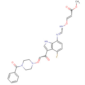 389631-05-4  2-Propenoic acid,3-[[[[3-[(4-benzoyl-1-piperazinyl)oxoacetyl]-4-fluoro-1H-indol-7-yl]iminomethyl]amino]oxy]-, methyl ester