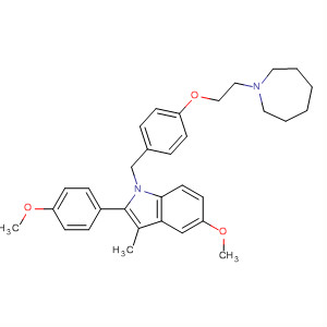 389795-07-7  1H-Indole,1-[[4-[2-(hexahydro-1H-azepin-1-yl)ethoxy]phenyl]methyl]-5-methoxy-2-(4-methoxyphenyl)-3-methyl-