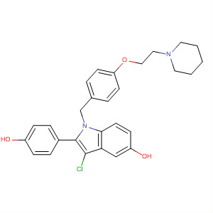 389795-17-9  1H-Indol-5-ol,3-chloro-2-(4-hydroxyphenyl)-1-[[4-[2-(1-piperidinyl)ethoxy]phenyl]methyl]-