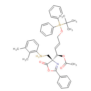 389807-11-8  5(4H)-Oxazolone,4-[(1R,2E)-1-(acetyloxy)-4-[[(1,1-dimethylethyl)diphenylsilyl]oxy]-2-butenyl]-4-[(dimethylphenylsilyl)methyl]-2-phenyl-, (4S)-