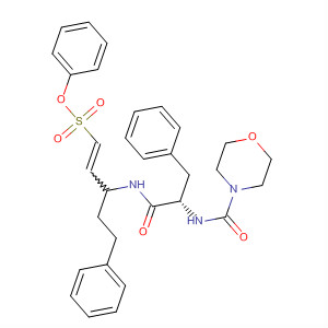 389843-22-5  1-Pentene-1-sulfonic acid,3-[[(2S)-2-[(4-morpholinylcarbonyl)amino]-1-oxo-3-phenylpropyl]amino]-5-phenyl-, phenyl ester, (3S)-
