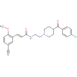 389891-14-9  2-Propenamide,N-[2-[4-(4-chlorobenzoyl)-1-piperidinyl]ethyl]-3-(5-cyano-2-methoxyphenyl)-, (2E)-