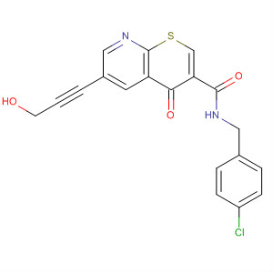 390359-89-4  4H-Thiopyrano[2,3-b]pyridine-3-carboxamide,N-[(4-chlorophenyl)methyl]-6-(3-hydroxy-1-propynyl)-4-oxo-