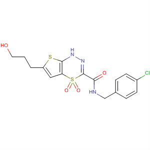 390360-06-2  1H-Thieno[2,3-e][1,3,4]thiadiazine-3-carboxamide,N-[(4-chlorophenyl)methyl]-6-(3-hydroxypropyl)-, 4,4-dioxide