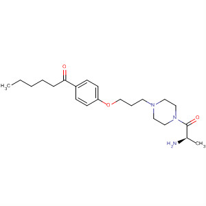 360550-75-0  Piperazine,1-[(2R)-2-amino-1-oxopropyl]-4-[3-[4-(1-oxohexyl)phenoxy]propyl]-