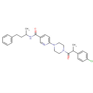 361454-00-4  3-Pyridinecarboxamide,6-[4-[2-(4-chlorophenyl)-1-oxopropyl]-1-piperazinyl]-N-(1-methyl-3-phenylpropyl)-