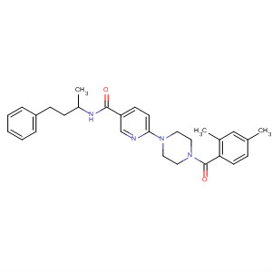361454-25-3  3-Pyridinecarboxamide,6-[4-(2,4-dimethylbenzoyl)-1-piperazinyl]-N-(1-methyl-3-phenylpropyl)-
