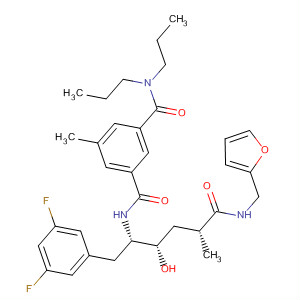 362480-38-4  1,3-Benzenedicarboxamide,N'-[(1S,2S,4R)-1-[(3,5-difluorophenyl)methyl]-5-[(2-furanylmethyl)amino]-2-hydroxy-4-methyl-5-oxopentyl]-5-methyl-N,N-dipropyl-